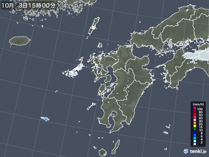 九州地方の雨雲レーダー(2020年10月03日)