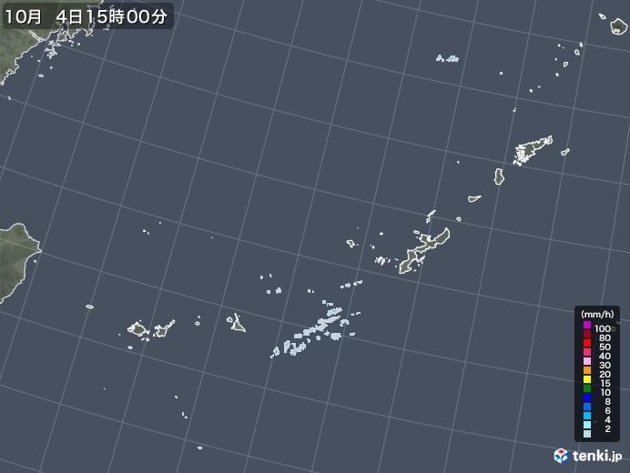 沖縄地方の雨雲レーダー(2020年10月04日)