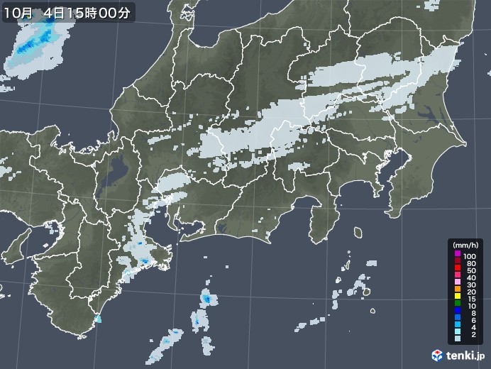 東海地方の雨雲レーダー(2020年10月04日)