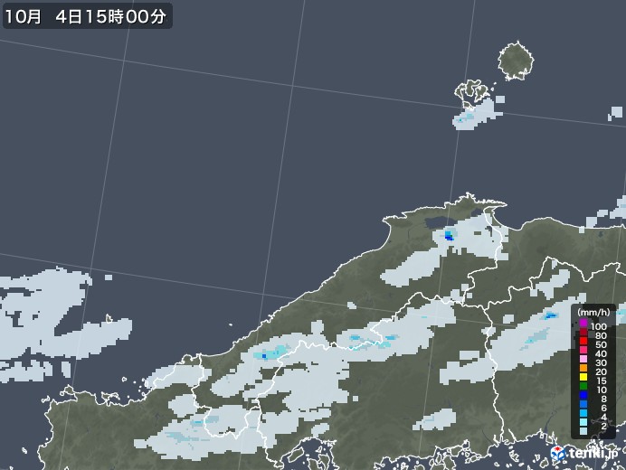 島根県の雨雲レーダー(2020年10月04日)