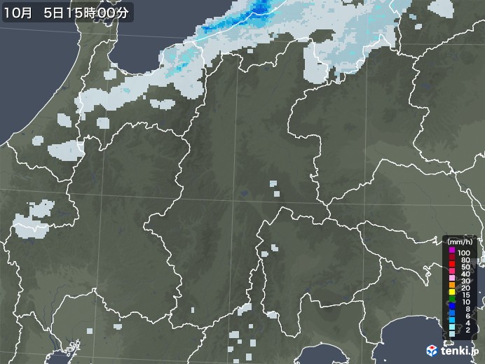 長野県の雨雲レーダー(2020年10月05日)