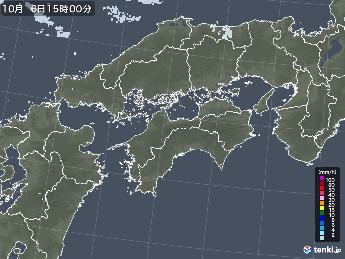 四国地方の雨雲レーダー(2020年10月06日)