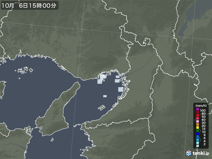 大阪府の雨雲レーダー(2020年10月06日)