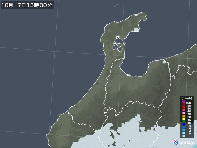 石川県の雨雲レーダー(2020年10月07日)