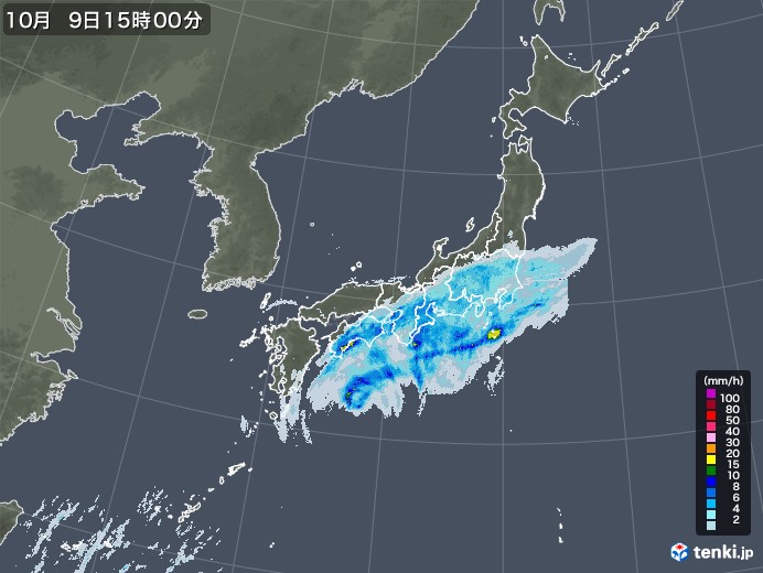 雨雲レーダー(2020年10月09日)