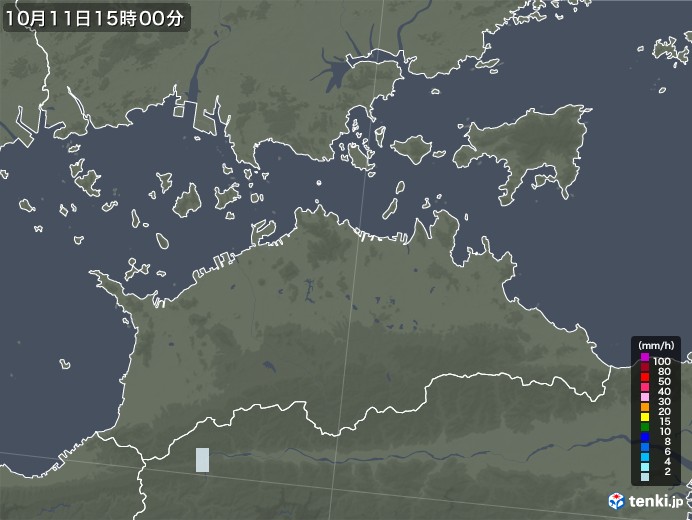 香川県の雨雲レーダー(2020年10月11日)