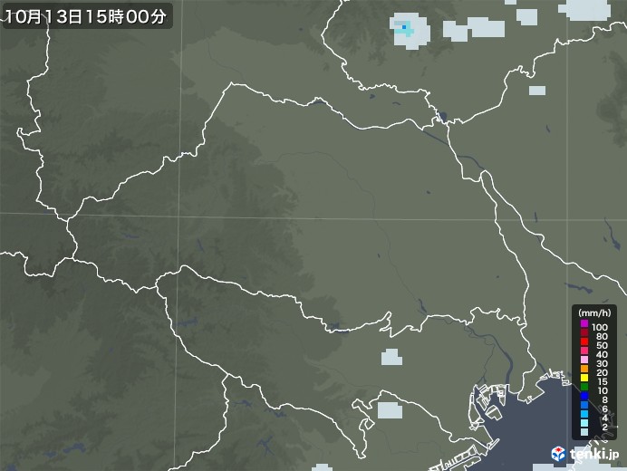 埼玉県の雨雲レーダー(2020年10月13日)