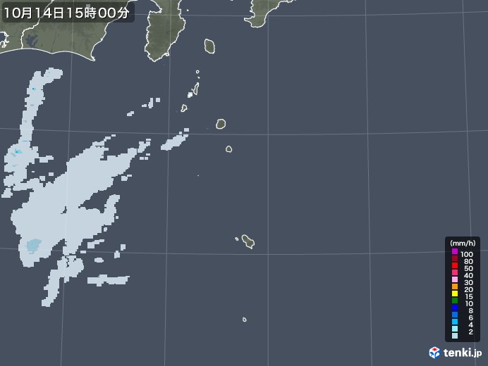 伊豆諸島(東京都)の雨雲レーダー(2020年10月14日)