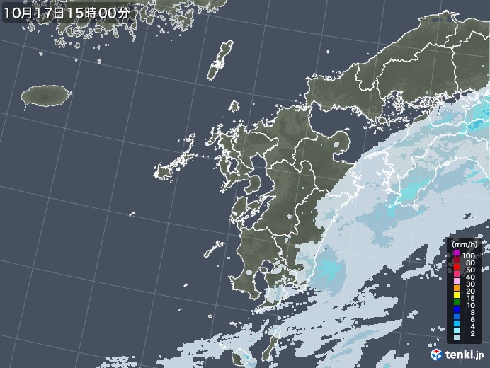 九州地方の雨雲レーダー(2020年10月17日)