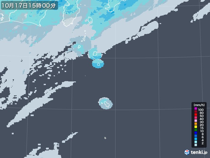 伊豆諸島(東京都)の雨雲レーダー(2020年10月17日)