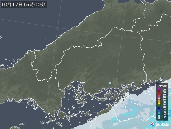 広島県の雨雲レーダー(2020年10月17日)