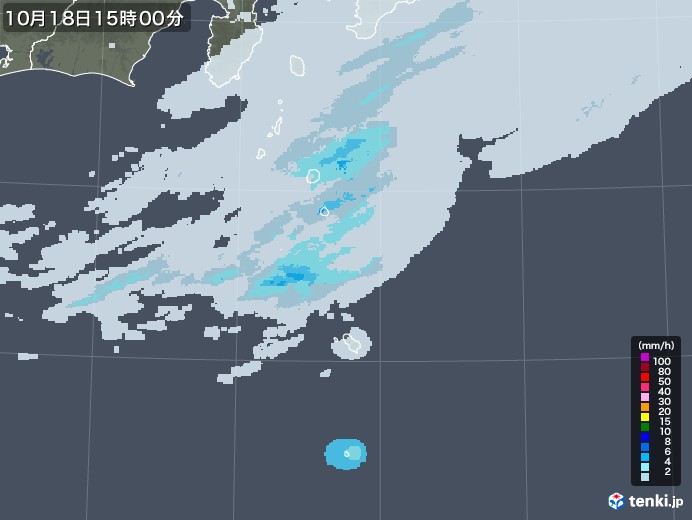 伊豆諸島(東京都)の雨雲レーダー(2020年10月18日)