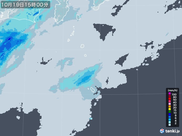 伊豆諸島(東京都)の雨雲レーダー(2020年10月19日)