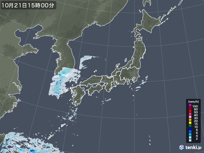 雨雲レーダー(2020年10月21日)