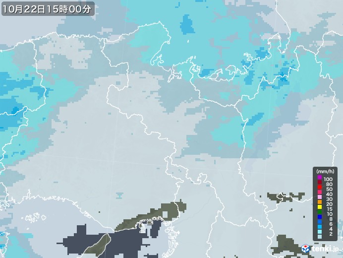 京都府の雨雲レーダー(2020年10月22日)