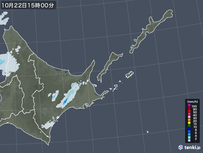 道東の雨雲レーダー(2020年10月22日)