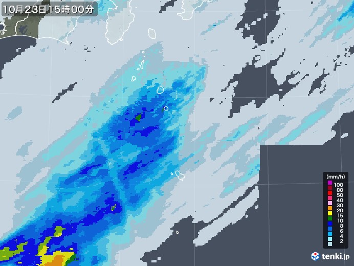 伊豆諸島(東京都)の雨雲レーダー(2020年10月23日)
