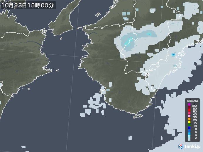 和歌山県の雨雲レーダー(2020年10月23日)