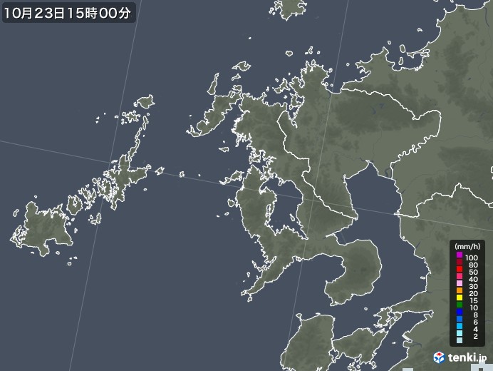 長崎県の雨雲レーダー(2020年10月23日)