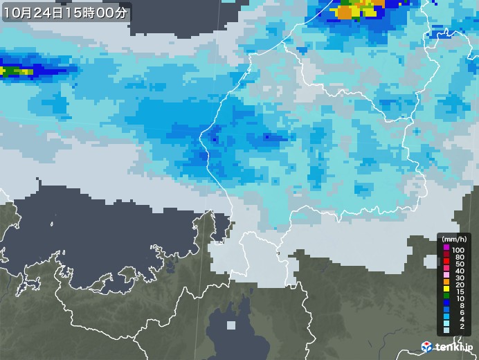福井県の雨雲レーダー(2020年10月24日)