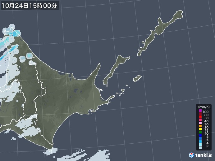 道東の雨雲レーダー(2020年10月24日)