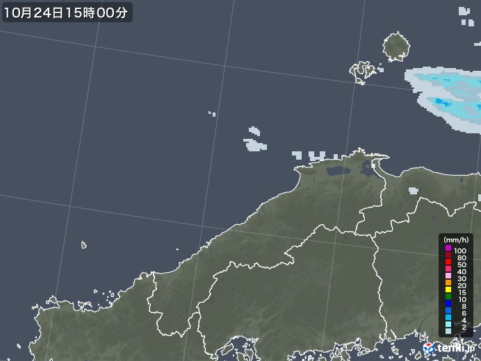 島根県の雨雲レーダー(2020年10月24日)