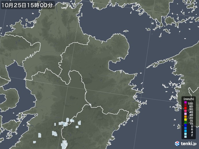 大分県の雨雲レーダー(2020年10月25日)