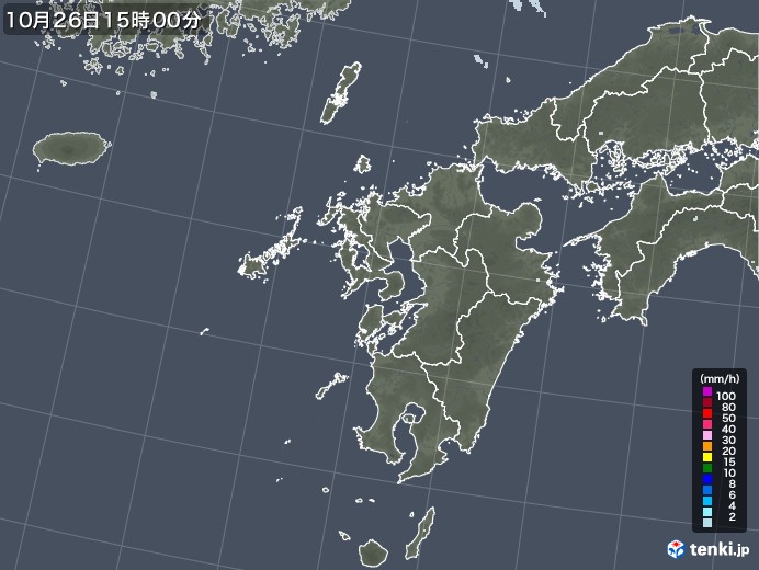九州地方の雨雲レーダー(2020年10月26日)