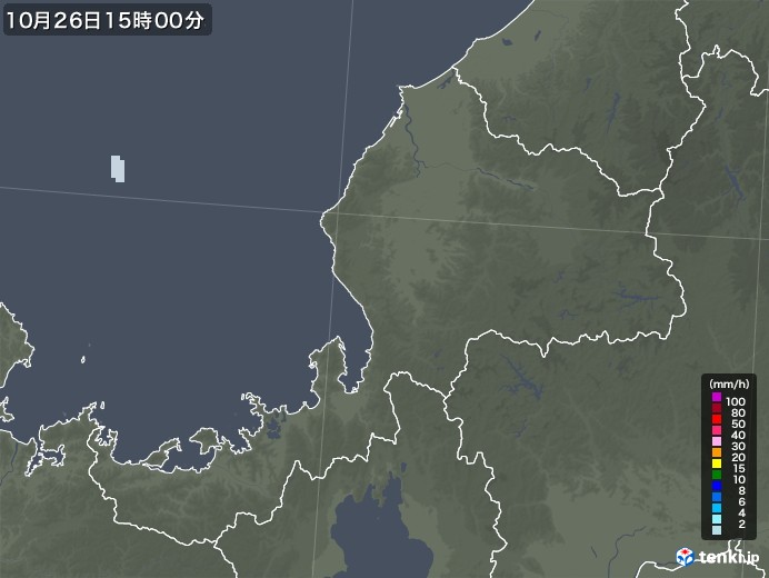 福井県の雨雲レーダー(2020年10月26日)