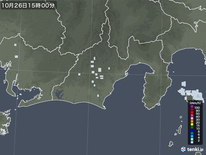 静岡県の雨雲レーダー(2020年10月26日)