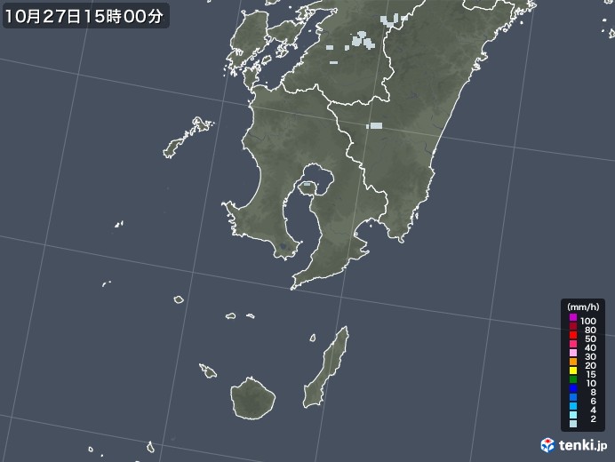 鹿児島県の雨雲レーダー(2020年10月27日)