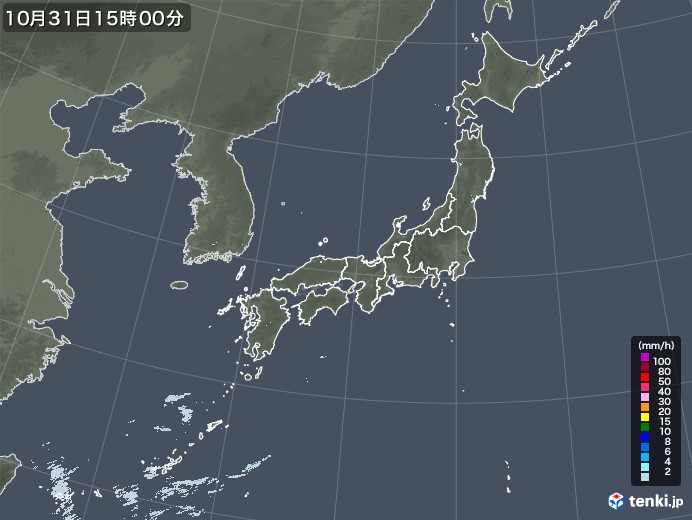 過去の雨雲レーダー(2020年10月31日) - 日本気象協会 tenki.jp