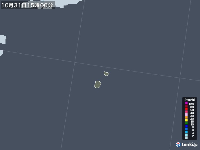 南大東島(沖縄県)の雨雲レーダー(2020年10月31日)