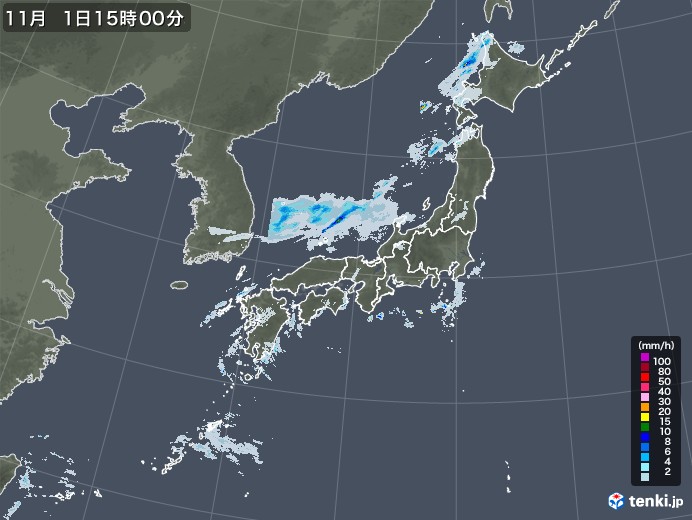 雨雲レーダー(2020年11月01日)