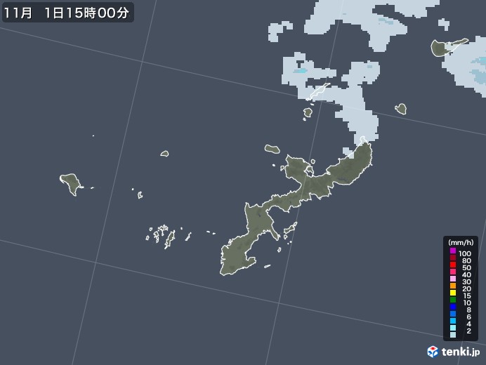 沖縄県の雨雲レーダー(2020年11月01日)