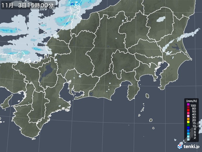 東海地方の雨雲レーダー(2020年11月03日)