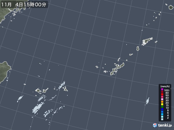 沖縄地方の雨雲レーダー(2020年11月04日)