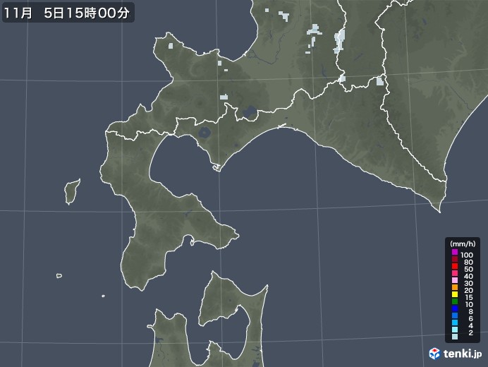 道南の雨雲レーダー(2020年11月05日)