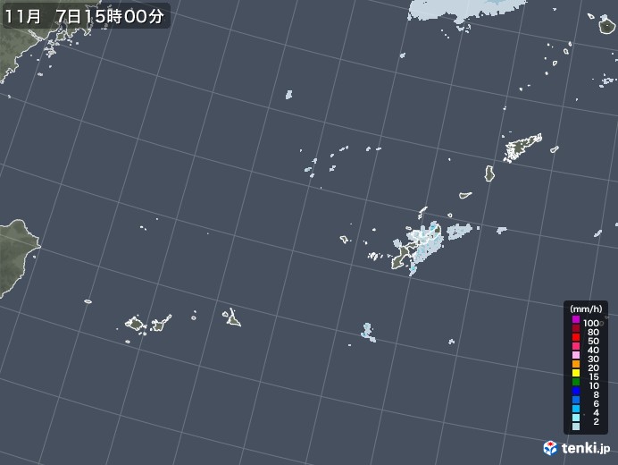 沖縄地方の雨雲レーダー(2020年11月07日)