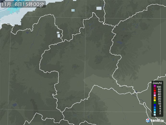 群馬県の雨雲レーダー(2020年11月08日)