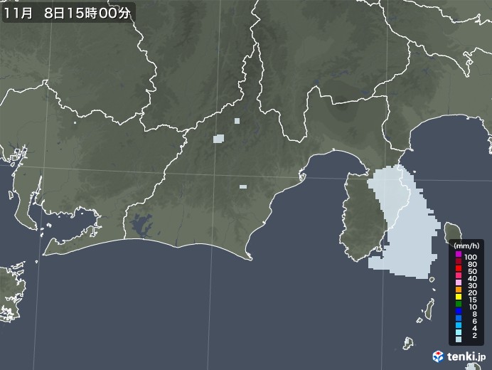 静岡県の雨雲レーダー(2020年11月08日)