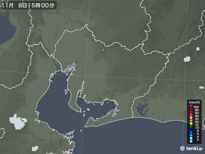 愛知県の雨雲レーダー(2020年11月08日)