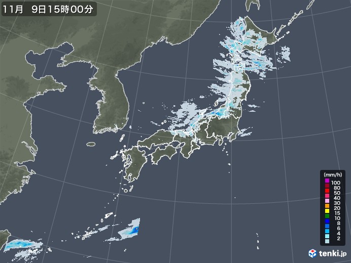 雨雲レーダー(2020年11月09日)
