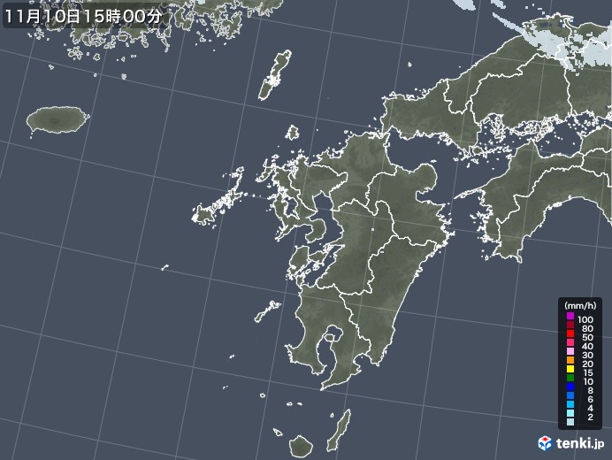 九州地方の雨雲レーダー(2020年11月10日)