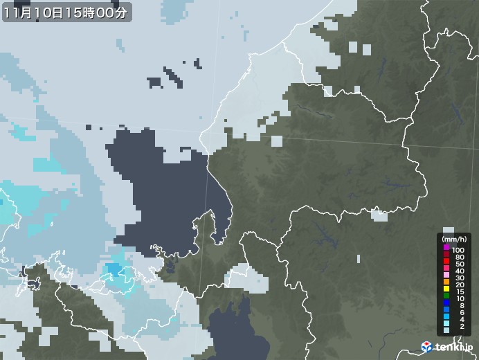福井県の雨雲レーダー(2020年11月10日)