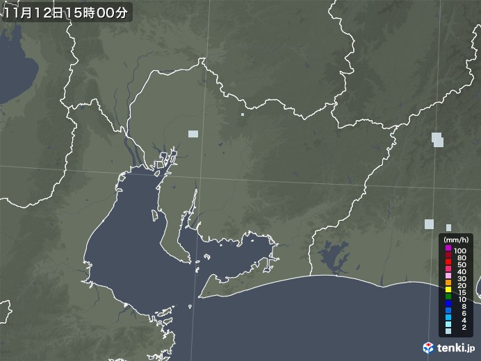 愛知県の雨雲レーダー(2020年11月12日)