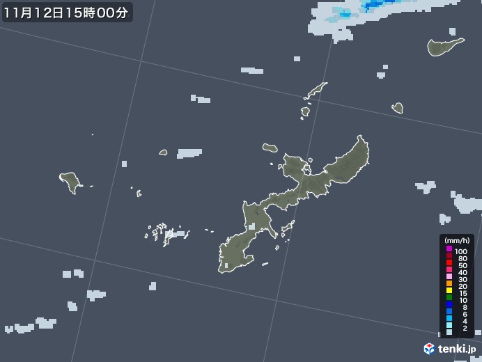 沖縄県の雨雲レーダー(2020年11月12日)
