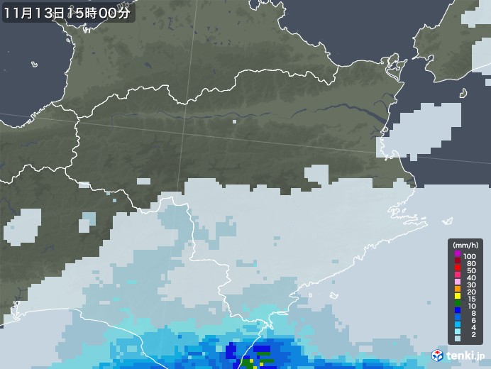 徳島県の雨雲レーダー(2020年11月13日)