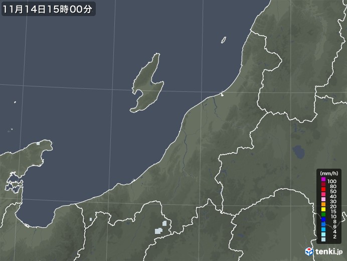 新潟県の雨雲レーダー(2020年11月14日)