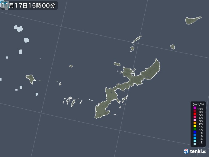 沖縄県の雨雲レーダー(2020年11月17日)